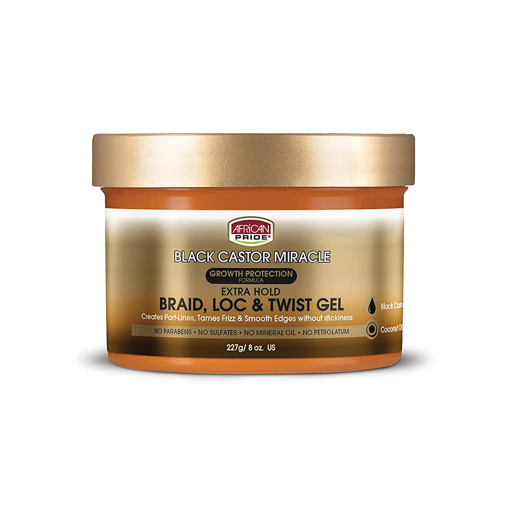 African Pride Black Castor Miracle Braid Loc & Twist Gel 8oz./355ml