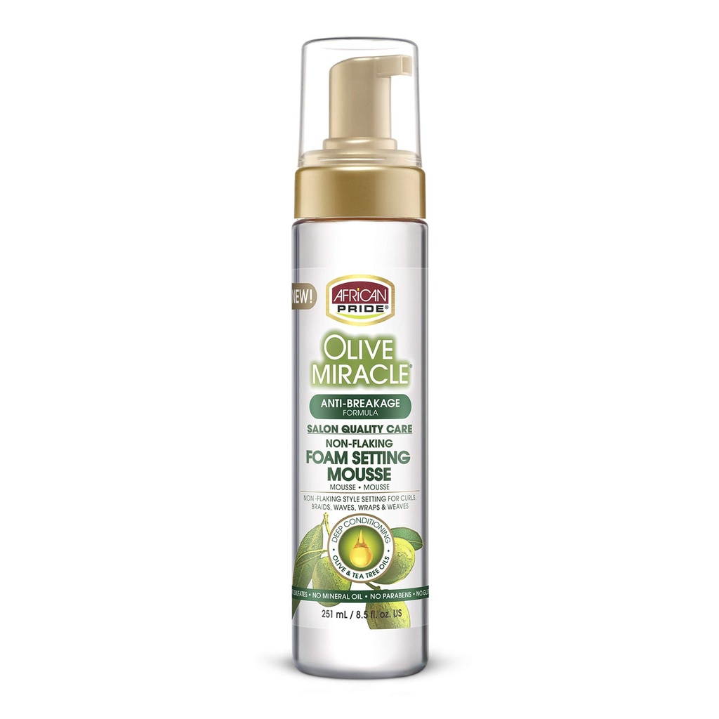 African Pride Olive Miracle Non-Flaking Foam Setting Mousse 8oz