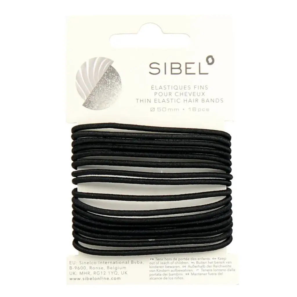 SIBEL ELASTIC THIN HAIR BANDS BLACK 16STK