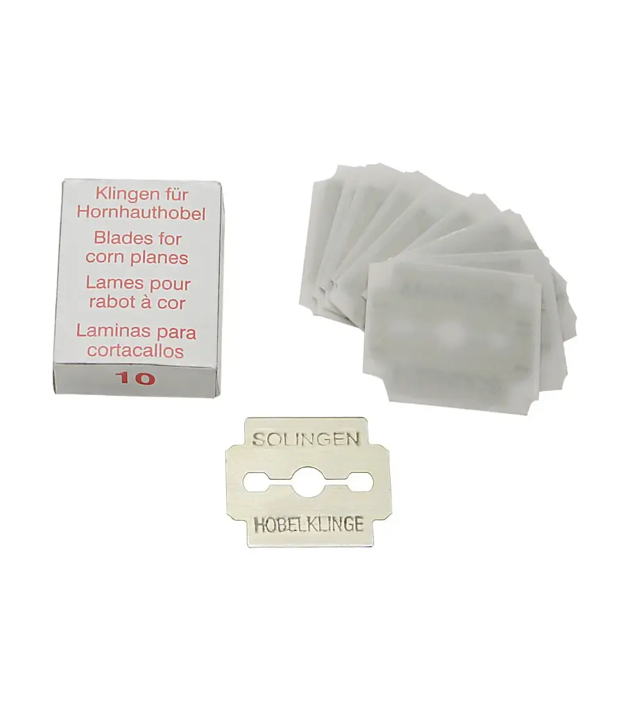 PEGGY SAGE Schätchtelchen mit 10 Klingen Hornhautschneider