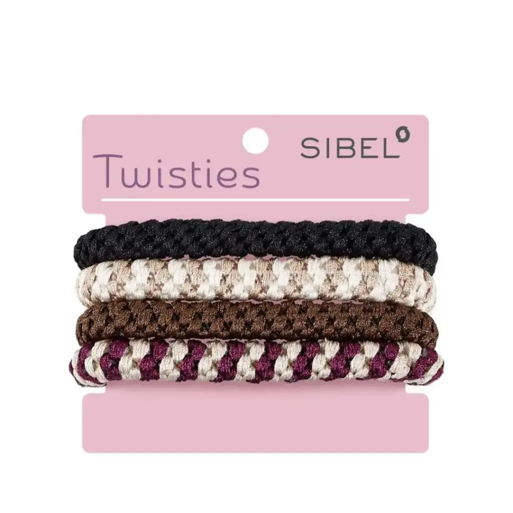 SIBEL Twisties Hair Bands Multicolor Brown/Black/Beige 4pcs
