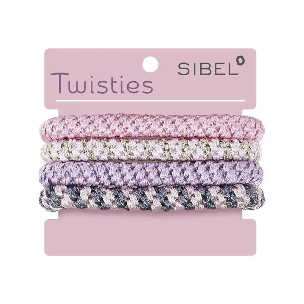 SIBEL Twisties Hair Bands Multicolor Pink/Lilac 4pcs
