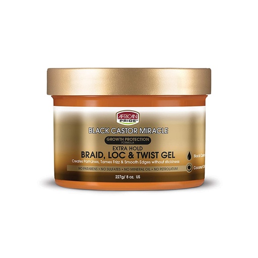 [M.13147] African Pride Black Castor Miracle Braid Loc & Twist Gel 8oz./355ml