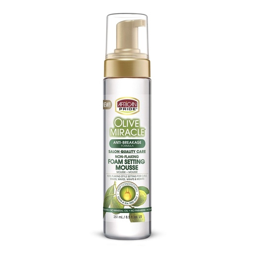 [M.16488] African Pride Olive Miracle Non-Flaking Foam Setting Mousse 8oz