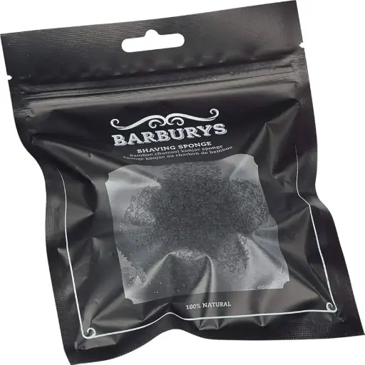 [M.16559] BARBURYS SHAVING BAMBOO CHARCOAL KONJAC SPONGE WET
