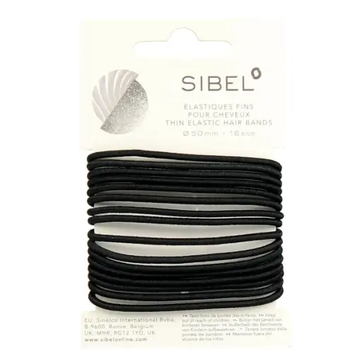 [M.13307] SIBEL ELASTIC THIN HAIR BANDS BLACK 16STK