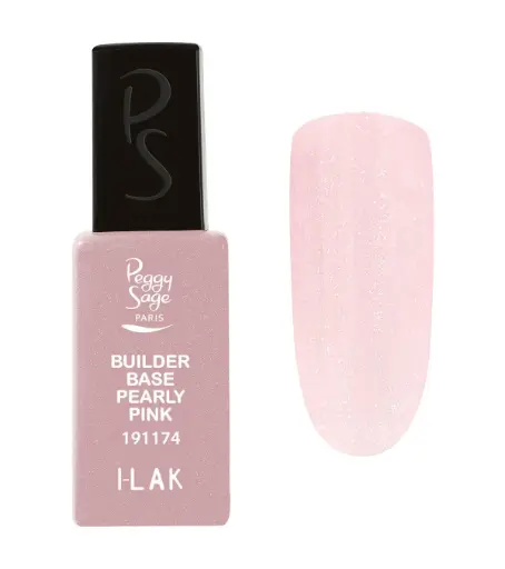 [M.17729] PEGGY SAGE I-LAK BUILDER BASE Semi-permanenter Base Coat für eine verstärkte Modellage – pearly pink 11ml