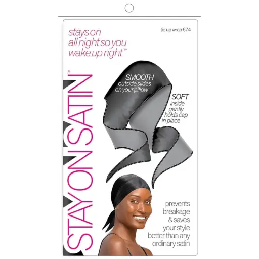 [M.17592] Stay On Satin Tie Up Wrap Black 1Stk