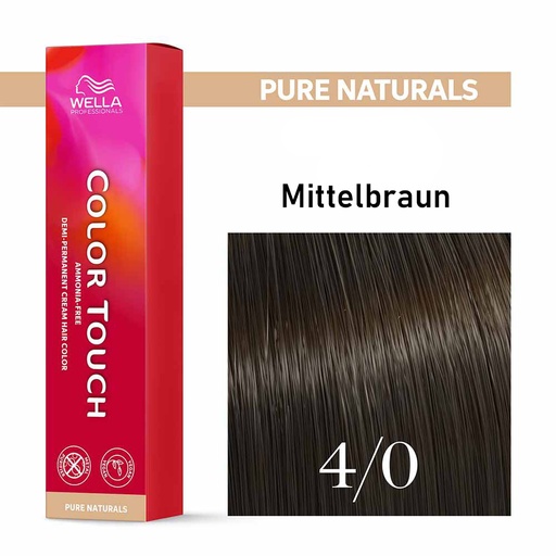 [M.11129] Wella Professional COLOR TOUCH Pure Naturals 4/0 mittelbraun 60ml