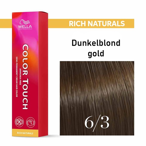 [M.11138] Wella Professional COLOR TOUCH Rich Naturals 6/3 dunkelblond gold 60ml