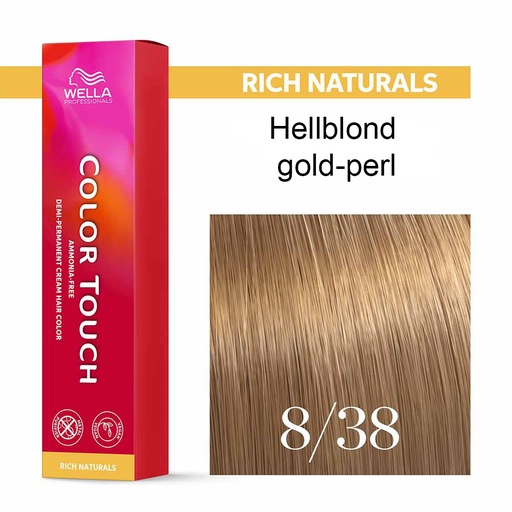 [M.11143] Wella Professional COLOR TOUCH Rich Naturals 8/38 hellblond gold-perl 60ml