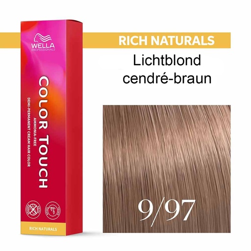 [M.11134] Wella Professional COLOR TOUCH Rich Naturals 9/97 lichtblond cendré-braun 60ml