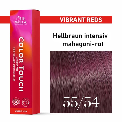 [M.11166] Wella Professional COLOR TOUCH Vibrant Reds 55/54 hellbraun intensiv mahagoni-rot 60ml