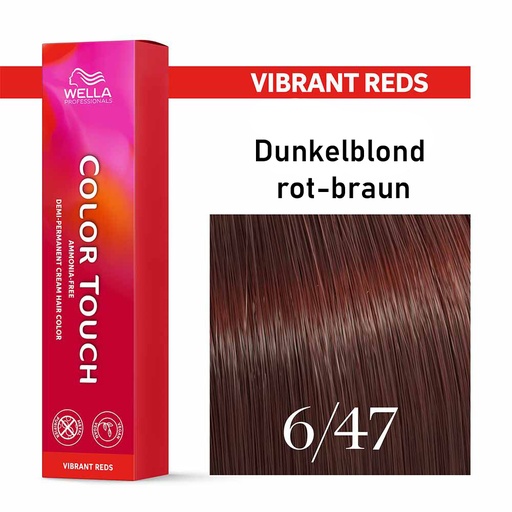 [M.11178] Wella Professional COLOR TOUCH Vibrant Reds 6/47 dunkelblond rot-braun 60ml