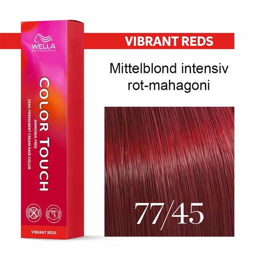 [M.11180] Wella Professional COLOR TOUCH Vibrant Reds 77/45 mittelblond intensiv rot-mahagoni 60ml