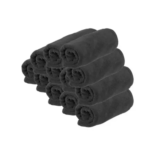 [M.17934] SIBEL Microfiber Handtücher Schwarz 45x85cm 12Stk