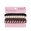 SIBEL Twisties Hair Bands Multicolor Brown/Black/Beige 4pcs