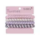 SIBEL Twisties Hair Bands Multicolor Pink/Lilac 4pcs